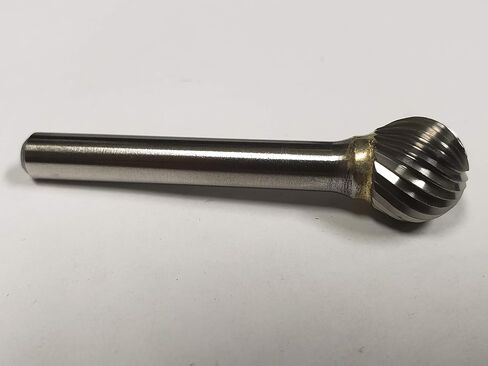 10575 Micro Grain Solid Carbide Regular Length Burr with Ball End, Single Cut, Shape D SD-14, 1/4" Shank Diameter, 3/16" Head Diameter, 1/8" Cutting Length (Pack of 1) in Kuwait