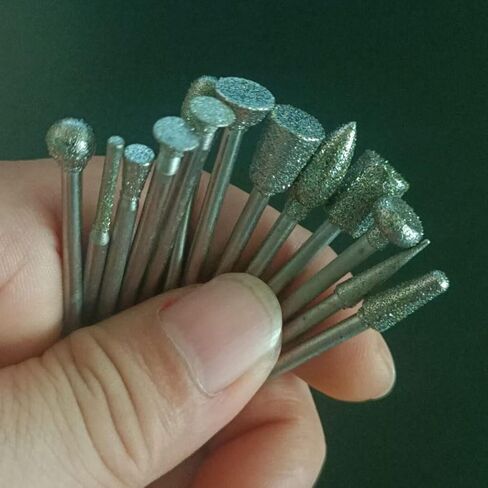 18 Pcs 1/8 Inch Shank Assorted Shapes Diamond Burr Sets | Premium Diamond Particle Mounted GrindingBurr Stone Carving Bits for Agate, Gemstone, Rock, Glass, Ceramics, for Rotary Tools in Kuwait