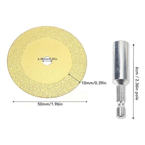 TOPINCN 1/4 Inch Hex Shank Blades, Diamondes Cutting Wheel, Rotarys Tool Slitting Disc Accessories, PVC Pipe Cutter Blades, Multi Purpose Stone Trimming Disc for DIY Use (6cm Pole) in Kuwait
