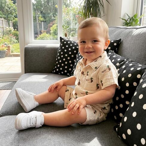 Toddler Baby Boy Summer Clothes Cotton Linen Dinosaur/Duck Short Sleeve Button Dress Shirt Shorts Muslin 2 Piece Set in Kuwait
