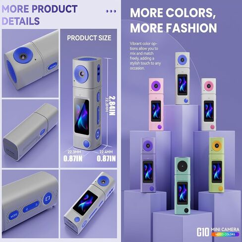 Retro Thumb Size Camera with 230 Degree Rotating Lens and Instantly Playbacks for and Beginner Pocket Camera in Kuwait