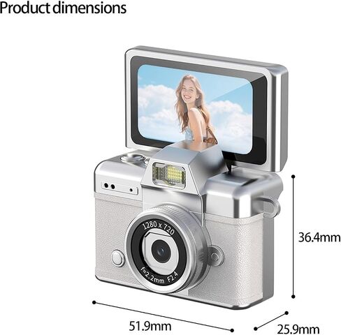 Portable Mini Digital Camera Keychain, 2 Pack Retro Videotaping Screen Recorder, Compact 1080P Micro Vlog Device with 32G Memory Card Compatible with Android Phones in Kuwait