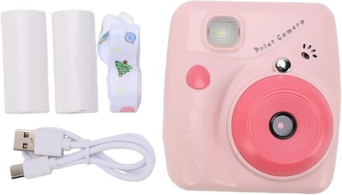 Instant Print Camera for Kids, Pink | 48MP Photo 1080P Video, 2.4 inch Color Screen, Inkless Thermal, with 2 Rolls Print Paper, 1500mAh Battery, for 4 to 12 Years in Kuwait