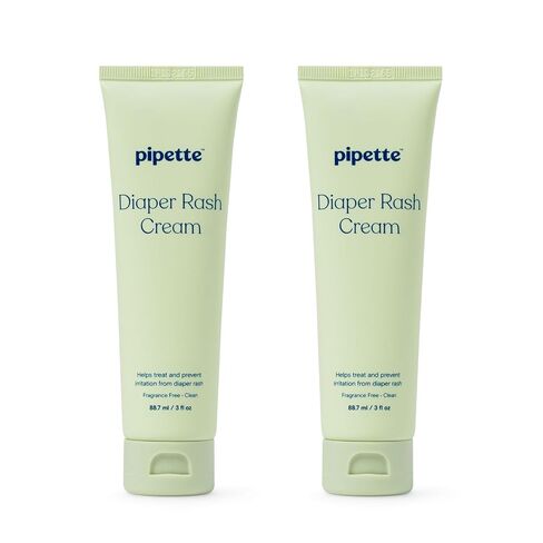 Pipette Diaper Rash Cream - Relieve & Prevent Diaper Rash with Non-Nano Zinc Oxide, Fragrance-Free Baby Butt Cream, Non-Toxic Daily Protective Balm, 3 fl oz (2 Pack) in Kuwait