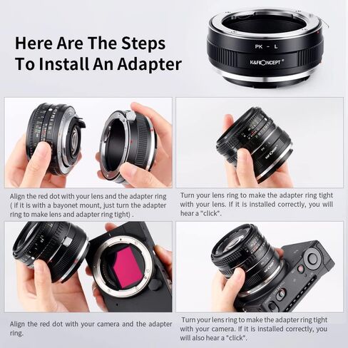 K&F Concept Lens Mount Adapter PK-L Manual Focus Compatible with Pentax K(PK) Lens to L Mount Camera Body in Kuwait