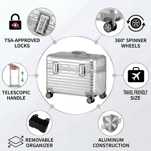 Full Aluminum Rolling Camera Bag 18" Camera Case | Wheeled Photography Gear Case, Carry-on Luggage, Dual TSA locks, Detachable Wheels & Dividers, Fits 17" laptop, DSLRs & Lens in Kuwait
