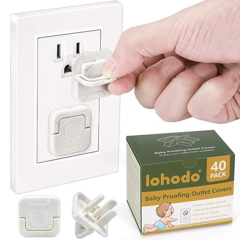 Outlet Covers Baby Proofing Socket Protectors Child Safety Plug Caps Difficult for Toddler to Remove Electric Shock Guard for US 3-Prong White 40 Pack in Kuwait