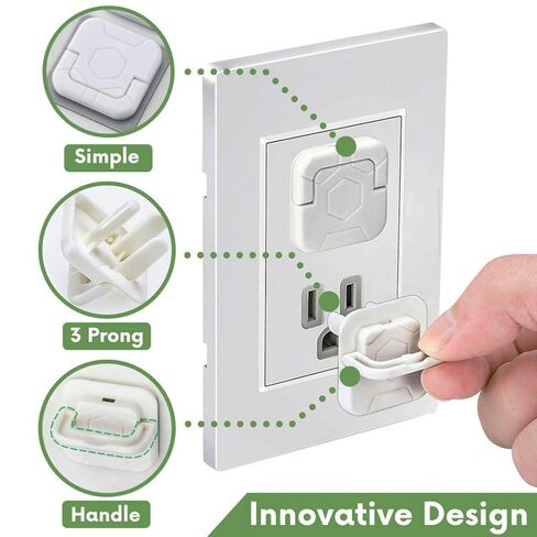 Outlet Covers Baby Proofing Socket Protectors Child Safety Plug Caps Difficult for Toddler to Remove Electric Shock Guard for US 3-Prong White 40 Pack in Kuwait