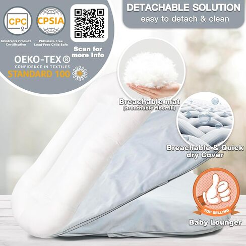 Baby Lounger Newborn 0-24 Months, Home and Travel Infant Cushion-Blue | Infant Support Cushion,Baby Support Cushion,Tummy Time Mat，Soft Cotton, Supervised Use, Baby Essentials Gift in Kuwait