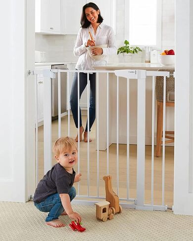 Cumbor 36 in Extra Tall Baby Gate for Doorways, 30-40.6 in Dog Gate White | Mom's Choice Awards Winner, Double Lock, 2-Way Swing, Auto Close Child Gate for Toddler & Pets, Pressure or Hardware Mounted in Kuwait