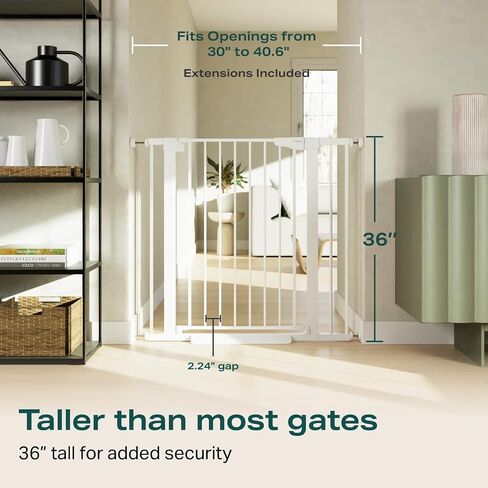 Cumbor 36 in Extra Tall Baby Gate for Doorways, 30-40.6 in Dog Gate White | Mom's Choice Awards Winner, Double Lock, 2-Way Swing, Auto Close Child Gate for Toddler & Pets, Pressure or Hardware Mounted in Kuwait