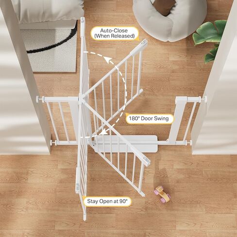 Cumbor 36 in Extra Tall Baby Gate for Doorways, 30-40.6 in Dog Gate White | Mom's Choice Awards Winner, Double Lock, 2-Way Swing, Auto Close Child Gate for Toddler & Pets, Pressure or Hardware Mounted in Kuwait