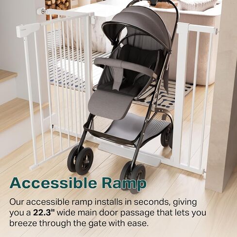 Cumbor 36 in Extra Tall Baby Gate for Doorways, 30-40.6 in Dog Gate White | Mom's Choice Awards Winner, Double Lock, 2-Way Swing, Auto Close Child Gate for Toddler & Pets, Pressure or Hardware Mounted in Kuwait