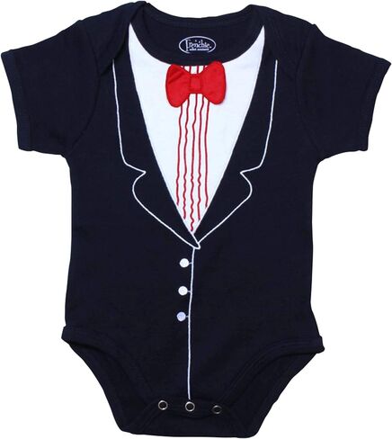 Frenchie Mini Couture Infant Tuxedo Baby Bow Tie - 100% Cotton Tux, 3D Bowtie Baby Suit in Kuwait