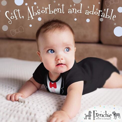 Frenchie Mini Couture Infant Tuxedo Baby Bow Tie - 100% Cotton Tux, 3D Bowtie Baby Suit in Kuwait