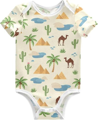 Baby Boys Girls One Piece Rompers Cotton Short Sleeve Bodysuit Newborn Infant Clothes Outfits for 0-24 Month in Kuwait