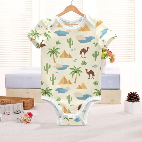 Baby Boys Girls One Piece Rompers Cotton Short Sleeve Bodysuit Newborn Infant Clothes Outfits for 0-24 Month in Kuwait