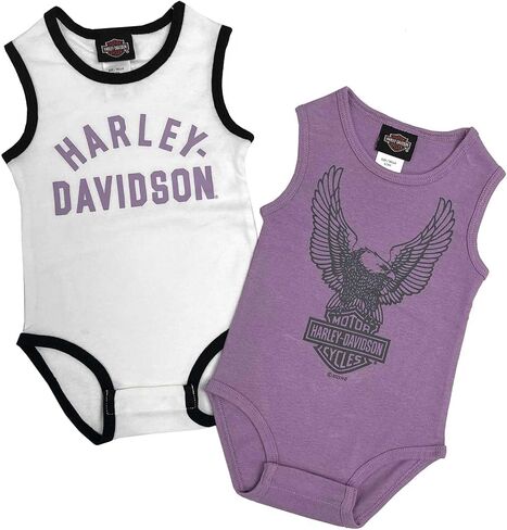 Harley-Davidson Baby Girls' 2-Pack Newborn Rib Sleeveless Bodysuit Set- Lavender in Kuwait