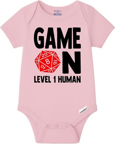 Brain Juice Tees Game On Level 1 Human Baby Onesie | Funny Fantasy RPG Toddler Bodysuit | Geeky Gift for Baby in Kuwait