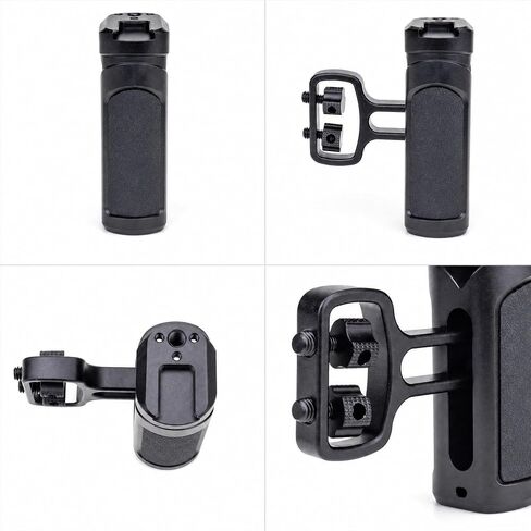Zeadio Camera Side Handle Grip with Dual 1/4"-20 Mounting Knobs, Cold Shoe Mount, Universal Camera Handgrip for Mirrorless DSLR Cameras, Phone Stand for Recording, Vlogging,Travel etc (Pack of 2) in Kuwait