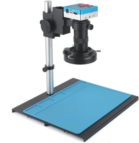 Lab Microscope Accessories 48Mp 4K USB Hdmi Digital Video Monocular Microscope Camera Continus Zoom 130X 180X C-Mount Lens for Soldering Phone Repair Tools,B 130X Extend Set in Kuwait