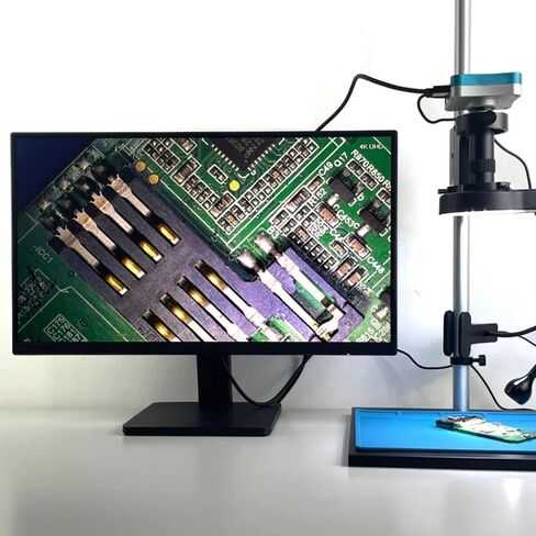 Lab Microscope Accessories 48Mp 4K USB Hdmi Digital Video Monocular Microscope Camera Continus Zoom 130X 180X C-Mount Lens for Soldering Phone Repair Tools,B 130X Extend Set in Kuwait