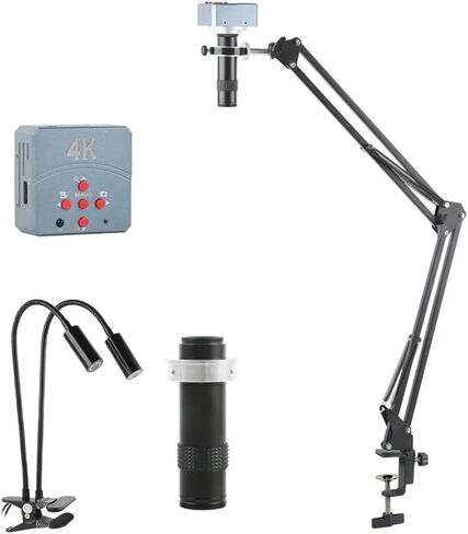 Lab Microscope Accessories 55Mp 4K USB Digital Video Monocular Microscope Camera Continus Zoom 130X C-Mount,24MP 4K Type C in Kuwait