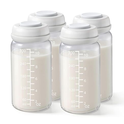2PCS Breastmilk Storage Bottle for Momcozy 22oz Breast Milk Cooler, Wide Neck Breastmilk Collection Compatible with Spectra S1/S2/9 Plus/SG/Motif Luna, Certain Philips Avent Nipples, 10oz/300ml, Pink in Kuwait