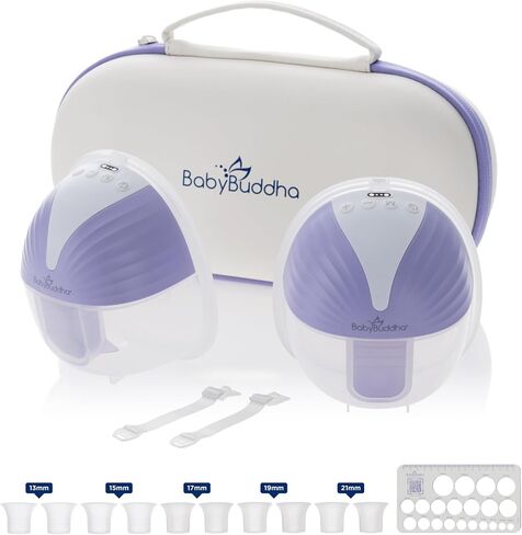 Wearable Breastfeeding Pump with 30 Settings, Double Hands Free, 6oz | BabyBuddha Breast Pump with 30 Comfort Settings, Strong Suction, 4 Modes, Rechargeable, Easy to Clean and Compact for Travel in Kuwait