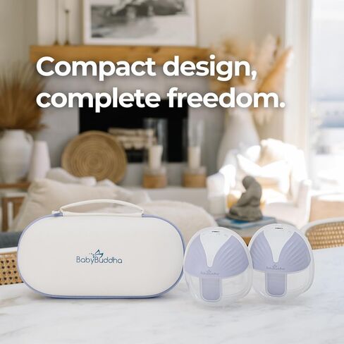 Wearable Breastfeeding Pump with 30 Settings, Double Hands Free, 6oz | BabyBuddha Breast Pump with 30 Comfort Settings, Strong Suction, 4 Modes, Rechargeable, Easy to Clean and Compact for Travel in Kuwait
