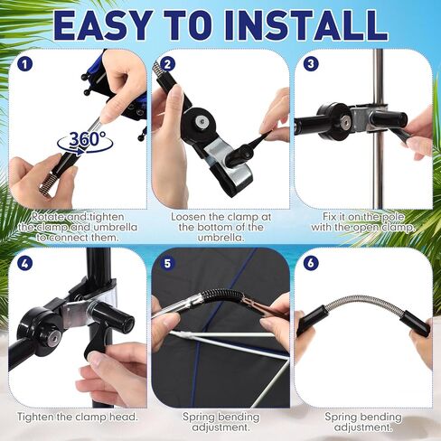 Nuanchu 2 Pcs 49" Double Canopy Beach Umbrellas with Clamp Upf50+ Beach Chair Umbrella with Clip 360 ° Adjustable Portable Outdoor Wheelchair Patio Golf Carts Camping Stroller Fishing in Kuwait