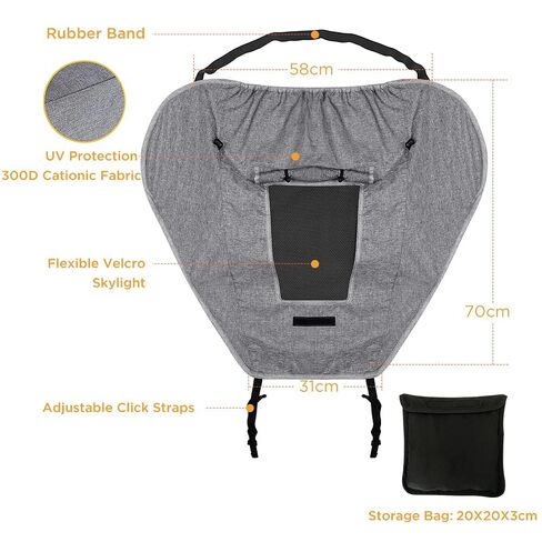 Baby Stroller Universal UPF 50+ Sun Protector Shade Blackout Cover Pushchair Shield Canopy Pram Rain Sunshade with See Through Extender Accessory Easy Installation in Kuwait