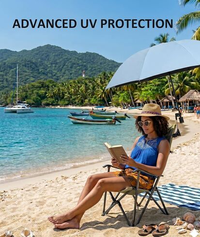 Beach Chair Umbrella with Clamp, UPF 50 Protection Portable Clip on Umbrellas for Chair, Windproof Layer Vented Canopy Sports Umbrella for Stroller Wagon Golf Cart Balcony in Kuwait
