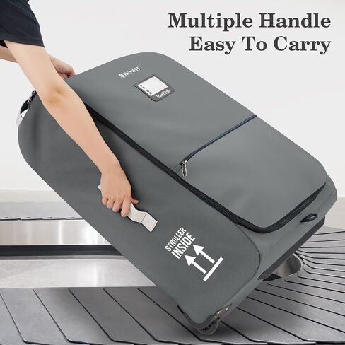 Stroller Bag for Airplane, Stroller Travel Bag Compatible with UPPAbaby Vista V1 V2 V3, Cruz V1 V2 V3, Rolling Wheel Bag with Storage Pocket, Multiple Handles,Luggage Tag for Flight Travel,Grey in Kuwait