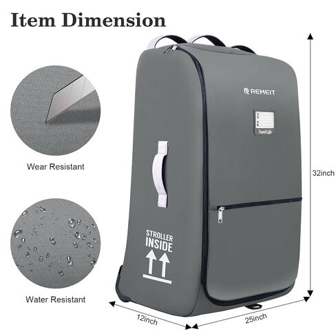 Stroller Bag for Airplane, Stroller Travel Bag Compatible with UPPAbaby Vista V1 V2 V3, Cruz V1 V2 V3, Rolling Wheel Bag with Storage Pocket, Multiple Handles,Luggage Tag for Flight Travel,Grey in Kuwait