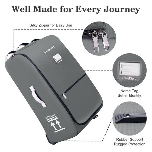 Stroller Bag for Airplane, Stroller Travel Bag Compatible with UPPAbaby Vista V1 V2 V3, Cruz V1 V2 V3, Rolling Wheel Bag with Storage Pocket, Multiple Handles,Luggage Tag for Flight Travel,Grey in Kuwait