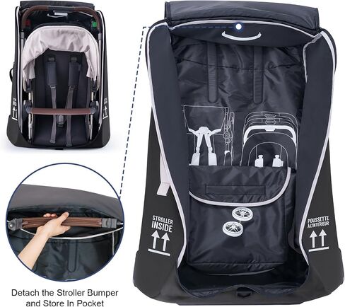 Stroller Bag, Stroller Travel Bag for Airplane Compatible with UPPAbaby Vista V1 V2 V3, Cruz V1 V2 V3, Rolling Wheel Bag with Storage Pocket,Multiple Handles,Luggage Tag for Flight Travel,Black in Kuwait