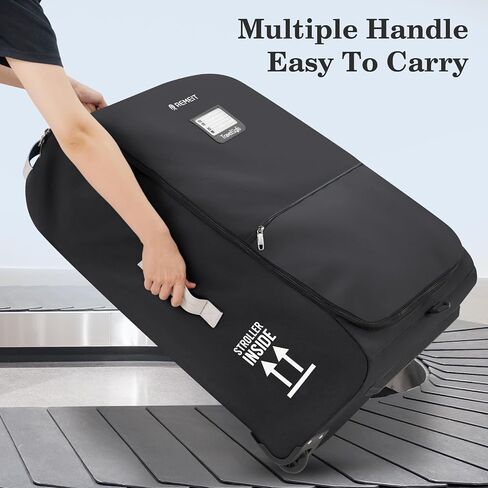 Stroller Bag, Stroller Travel Bag for Airplane Compatible with UPPAbaby Vista V1 V2 V3, Cruz V1 V2 V3, Rolling Wheel Bag with Storage Pocket,Multiple Handles,Luggage Tag for Flight Travel,Black in Kuwait