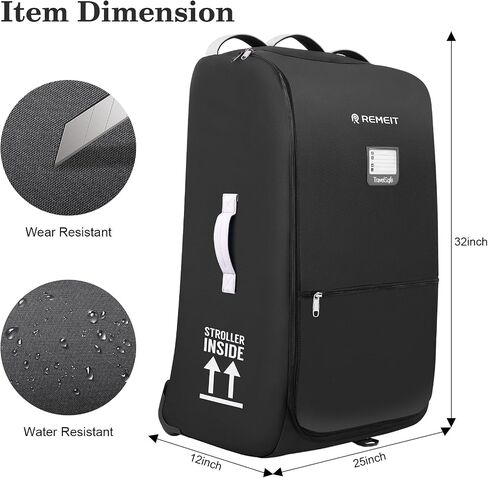 Stroller Bag, Stroller Travel Bag for Airplane Compatible with UPPAbaby Vista V1 V2 V3, Cruz V1 V2 V3, Rolling Wheel Bag with Storage Pocket,Multiple Handles,Luggage Tag for Flight Travel,Black in Kuwait