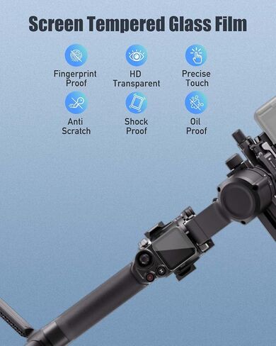 2-Pack Screen Protector for DJI RS 5 Gimbal Stabilizer,9H Hardness Tempered Glass for DJI RS 5, Anti-Scratch, Bubble Free, HD Clarity in Kuwait