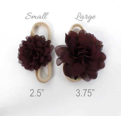 Baby Girl Rounded Petal Chiffon Flower Nylon Elastic Headbands Set 2pcs - Small - Light Sage/Hunter Green in Kuwait