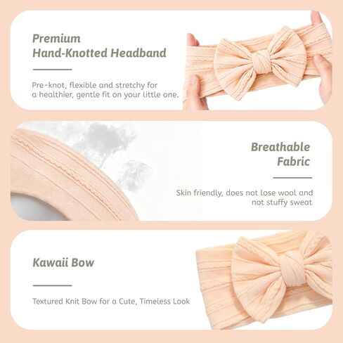 8PCS Baby Girl Bows Soft Nylon Baby Headbands, Newborn Bows for Toddler Girls, Elastic Babys Bow Headbands for Newborns Infants Toddlers, Newborn Headband Bow for Daily Wear in Kuwait