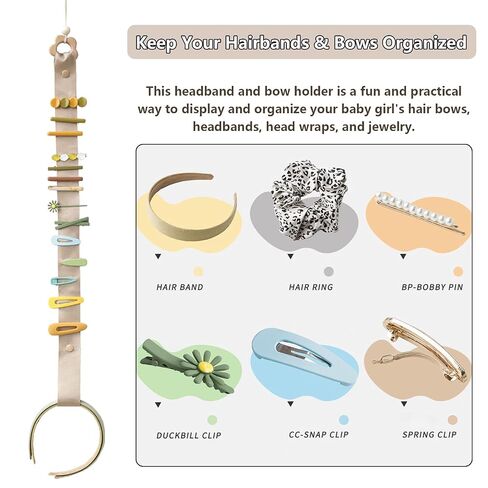 Hair Bow Holder Organizer for Girls, Hair Tie Clip Holder Organizer and Storage Headband Hanger Hanging Jewelry Organizers Wall Décor for Baby Girls Women (Bear) in Kuwait
