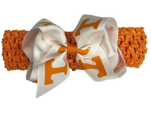 Tennessee Vols Crochet Headband With Junior Bow - One Size Fits All - Officially Licensed in Kuwait