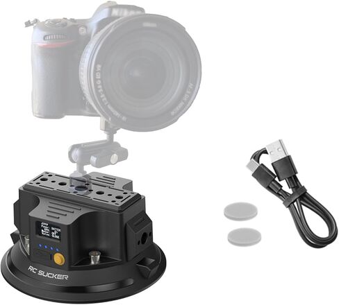4.5" Electric Camera Suction Cup Mount with Ball Head Arm & Adapter, Heavy-Duty Metal Car Mount for Camera/Action Camera/Phone, 50KG Suction for Car Windshield/Boat/Window, 1/4" 3/8" Threads in Kuwait