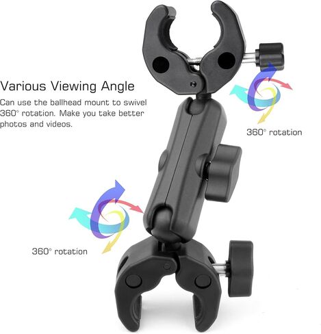GEPULY Umbrella Clamp for Chair 5.5LB Load 20-50MM Double Super Clamp | Aluminum Magic Arm Camera Mount Ball Head Heavy Duty for Handlebar/Tripod/Stroller Wheelchair/Desk/Pole/Cross Bar/Motorcycle in Kuwait