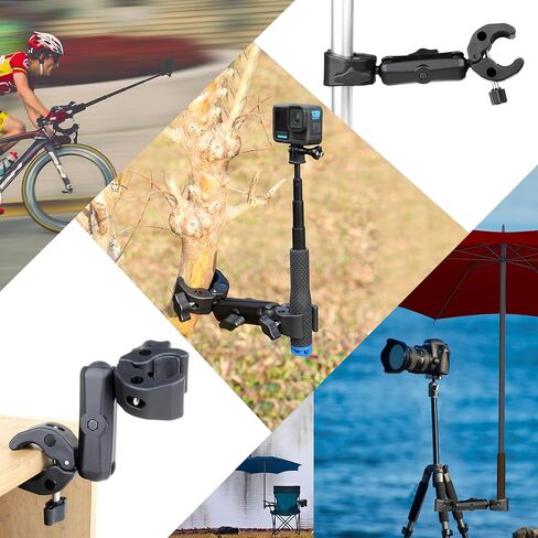 GEPULY Umbrella Clamp for Chair 5.5LB Load 20-50MM Double Super Clamp | Aluminum Magic Arm Camera Mount Ball Head Heavy Duty for Handlebar/Tripod/Stroller Wheelchair/Desk/Pole/Cross Bar/Motorcycle in Kuwait
