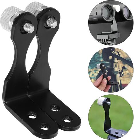 Kichvoe 2pcs Black Iron Telescope Photography Adapter for Single and Double Telescopes Featuring Stable Connection and Unique L-Shaped Design, Portable Binocular Adapter Mount for Outdoor in Kuwait