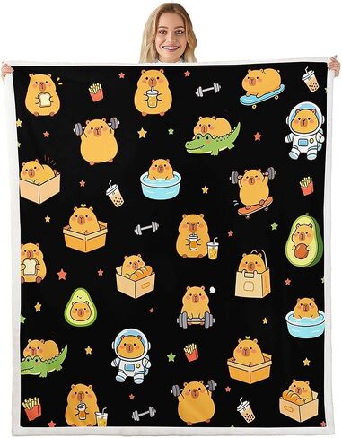 Guinea Pig Duvet Cover Set Toddler Size,Stars Bread Weightlifting Bedding Set 2pcs,Pets Animal Astronaut Quilt Cover with Zipper Closure,Yellow Animals Kids Room Decor, 1 Pillowcase,No Comforter in Kuwait