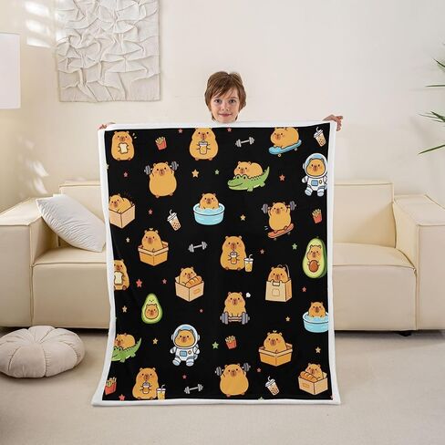 Guinea Pig Duvet Cover Set Toddler Size,Stars Bread Weightlifting Bedding Set 2pcs,Pets Animal Astronaut Quilt Cover with Zipper Closure,Yellow Animals Kids Room Decor, 1 Pillowcase,No Comforter in Kuwait